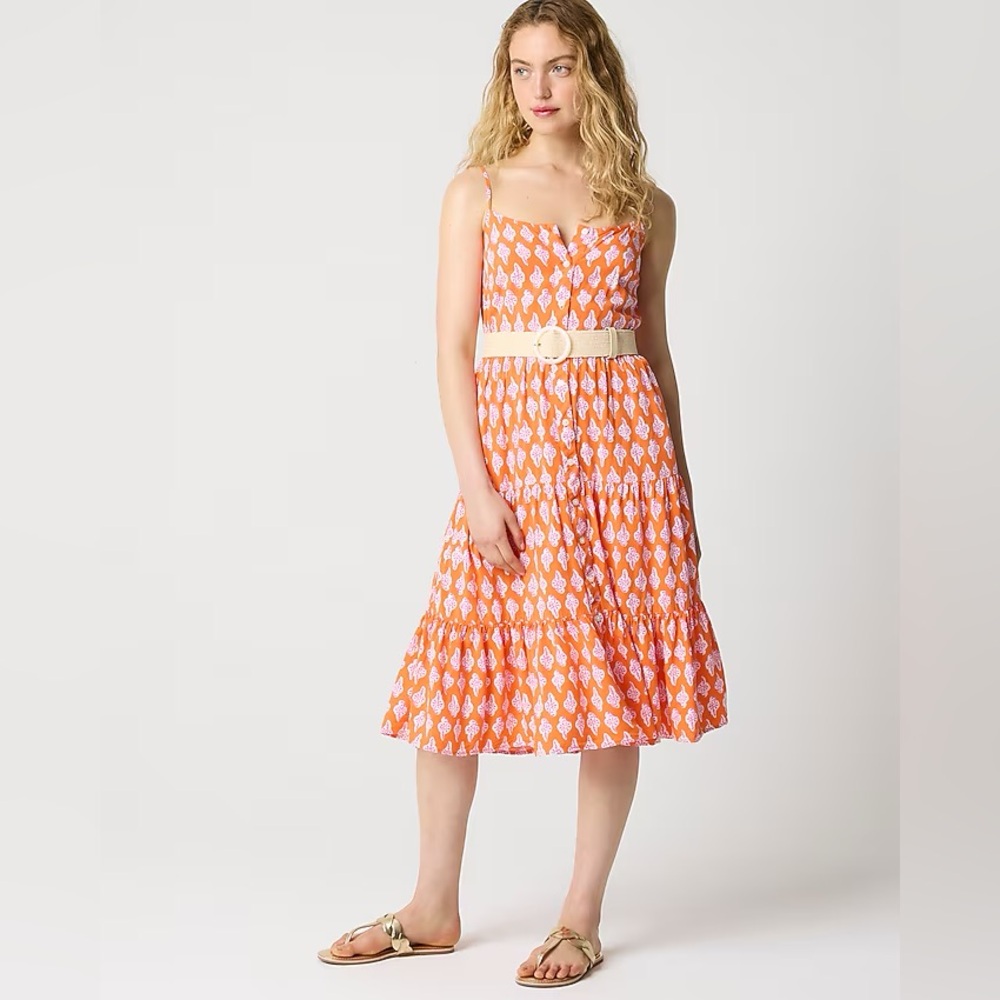 J. Crew Size 4 Orange Strappy Midi Dress